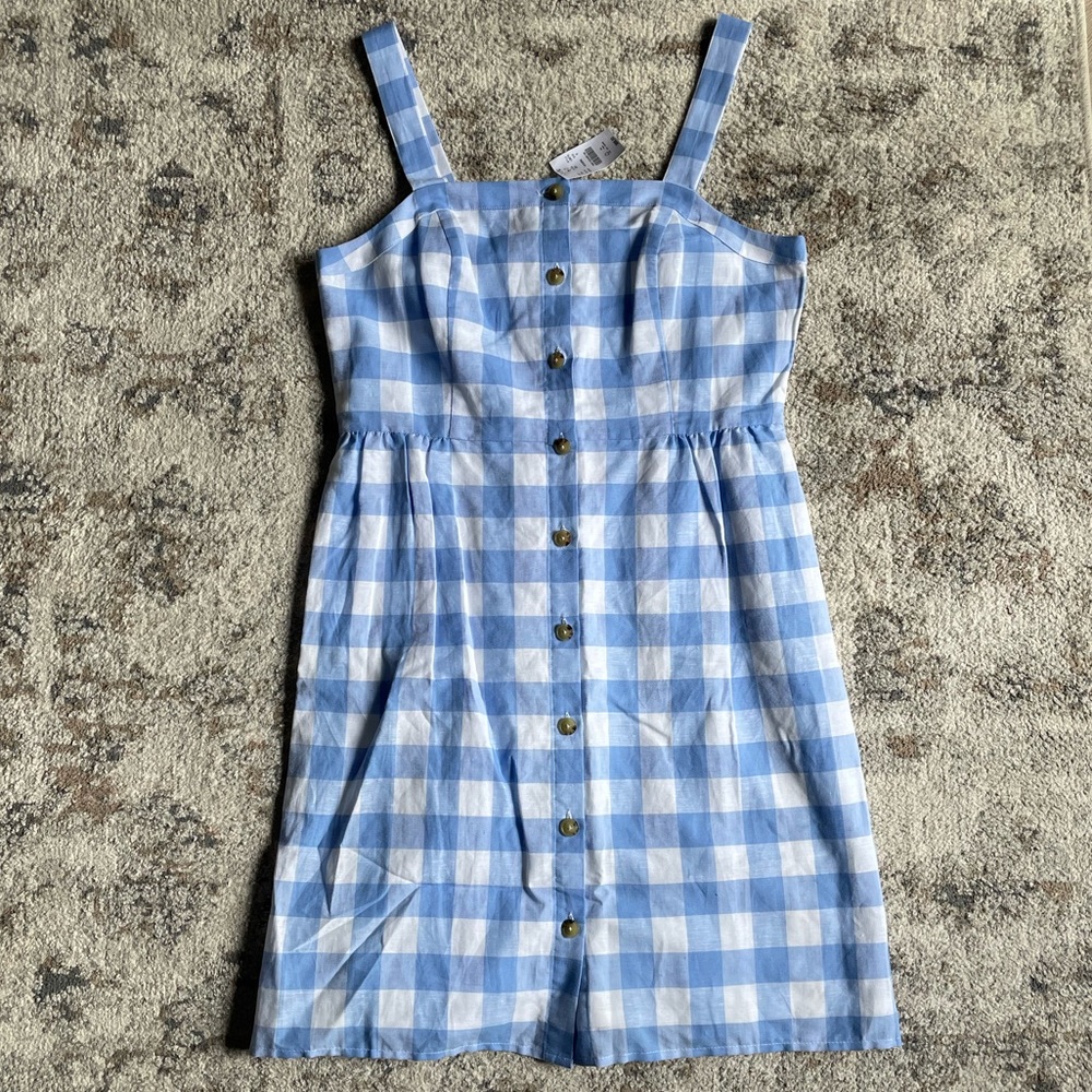 NWT J Crew Blue and White Plaid Dress